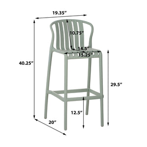 English Elm Outdoor Stackable Armless Barstools Set of 2 Uv Resistant Slat Back Patio Seating Green N780P199452G