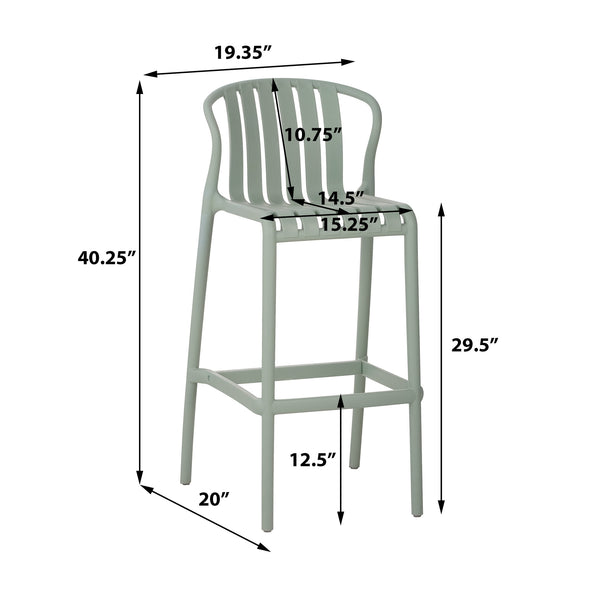 English Elm Outdoor Stackable Armless Barstools Set of 2 Uv Resistant Slat Back Patio Seating Green N780P199452G