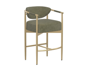Sunpan HELOISE Counter Stool - Elegant Ivanhoe Pine Faux Leather with Gold Stainless Steel Frame & Comfort 112661