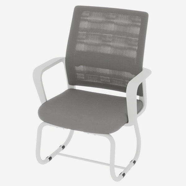 English Elm Minimalist breathable mesh office chair with curved support, cushioned seat, stable iron frame for long workdays White+gray W1935P338541