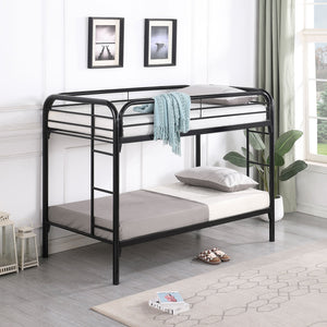 English Elm Celeste Black Metal Twin Over Twin Bunk Bed - Space-Saving Design With Rung Ladder & Guardrails B062P340727