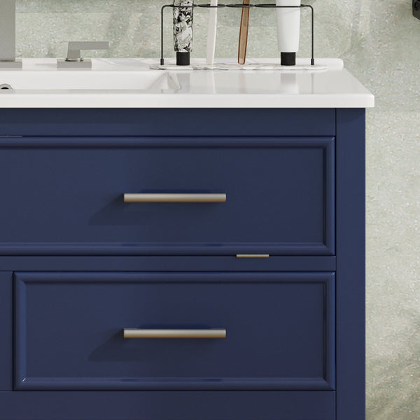 English Elm Christopher Knight Home® - 36" Modern Bathroom Vanity with Ceramic Sink, Tip-Out Tray, Soft-Close Drawers, Open Shelf, Waterproof Surface Blue N817P288908B