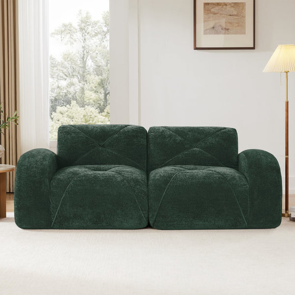 English Elm 2-seater Tufted Velvet Cloud Sofa Frameless High Density Foam Retro Luxe Living Room Green W714P387032