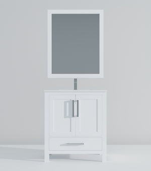 English Elm White Bath Vanity with Cultured Marble Top, Chrome Faucet & 28" Mirror, Scratch-Resist Durability B2731S01324