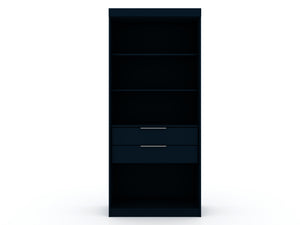English Elm Mulberry 36" Wardrobe Closet with Adjustable Shelves, Sleek Aluminum Handles, Space-Saving Design Dark Blue B365S00005