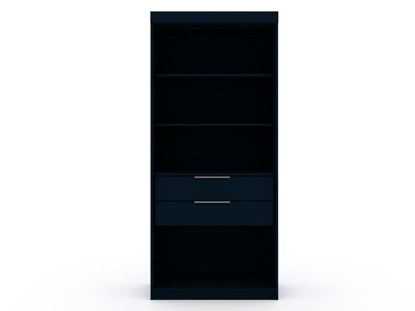 English Elm Mulberry 36" Wardrobe Closet with Adjustable Shelves, Sleek Aluminum Handles, Space-Saving Design Dark Blue B365S00005