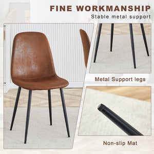 English Elm Table Set With Adjustable Height: Modern Walnut Mdf Top & 4 Brown Tech Fabric Chairs For Versatile Use W1151S04093-GIGA