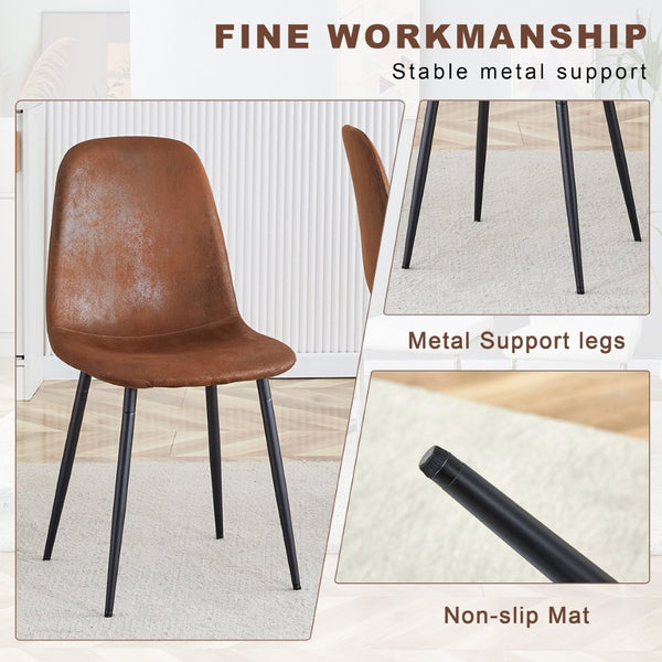 English Elm Table Set With Adjustable Height: Modern Walnut Mdf Top & 4 Brown Tech Fabric Chairs For Versatile Use W1151S04093-GIGA