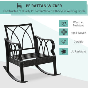 English Elm Outsunny Outdoor Wicker Rocking Chair With Plush Cushions - Stylish Patio Rocker For Garden Relaxation W2225P174018-GIGA