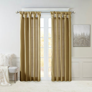 English Elm Twist Emilia Faux Silk Lined Window Curtain Panel with DIY Tab Top for Privacy and Luxurious Sheen Bronze 3 L x 10.04 W x 10.24 H B03598113