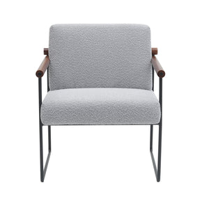 English Elm Modern Boucle Accent Armchair - Stylish Gray Upholstered Lounge Chair For Cozy Living Spaces T3903P372605