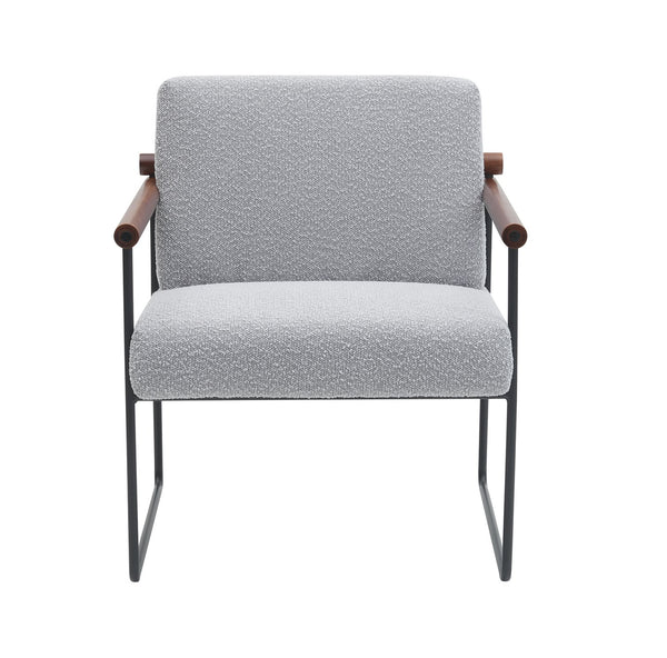 English Elm Modern Boucle Accent Armchair - Stylish Gray Upholstered Lounge Chair For Cozy Living Spaces T3903P372605