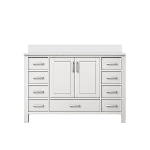 English Elm White Bath Vanity With Elegant Quartz Top & Ample Storage - Modern Design For Your Bathroom! B2731P259065-GIGA