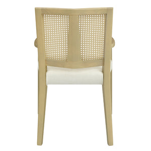 English Elm Christopher Knight Home® - ARM Mid-Century Dining Chair with Rattan Back & Upholstered Foam Seat, Solid Rubberwood Frame Beige,Natural Ash N771P254005A