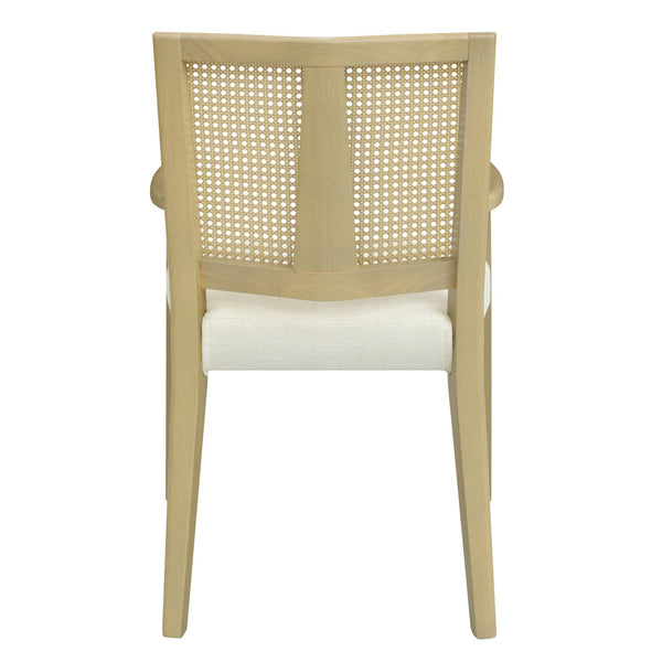 English Elm Christopher Knight Home® - ARM Mid-Century Dining Chair with Rattan Back & Upholstered Foam Seat, Solid Rubberwood Frame Beige,Natural Ash N771P254005A