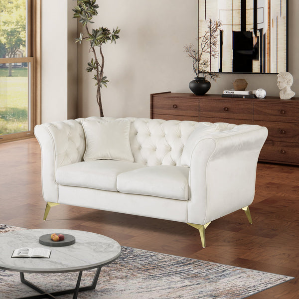 English Elm 102 Inch Linen Modular Sectional Sofa with Hidden Storage and Cloud Cushion Comfort Beige W1099S00173