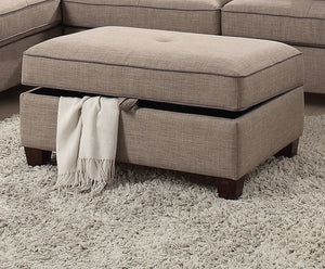 English Elm Beautiful 3-pcs Sectional Sofa with Reversible Chaise and Storage Ottoman Plush Summer Hues Comfort Mocha 76 L x 35 W x 16 H B011S01056