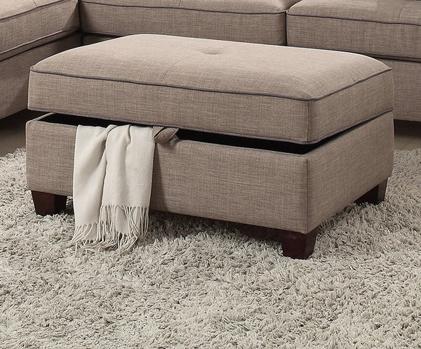 English Elm Beautiful 3-pcs Sectional Sofa with Reversible Chaise and Storage Ottoman Plush Summer Hues Comfort Mocha 76 L x 35 W x 16 H B011S01056