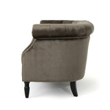 Christopher Knight Home® - Noble House - Milani Tufted Chesterfield Velvet Loveseat With Scrolled Arms