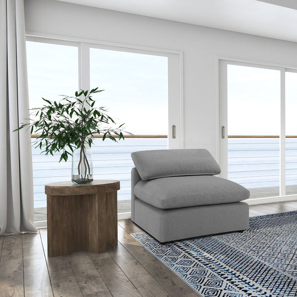 English Elm Segoura Plush Grey Boucle Armless Chair — Modern Boxy Upholstered Seat with Cushiony Pillows, 33"H B062P375521