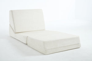 English Elm Heng single velvet sofa bed (White) – chenille comfort, thick cushion, non-slip bottom, compact storage W212P209397