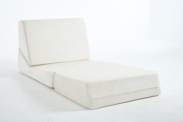 English Elm Heng single velvet sofa bed (White) – chenille comfort, thick cushion, non-slip bottom, compact storage W212P209397