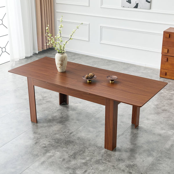 English Elm Extendable Drop Leaf Dining Table Walnut Finish Solid Wood Legs Modern Design W3875P402469