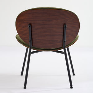 English Elm Mid-Century Shell Chair with Walnut Wood Grain Veneer, Wide Curved Seat, Durable Metal Legs, 330lb Capacity Green W1143P214256