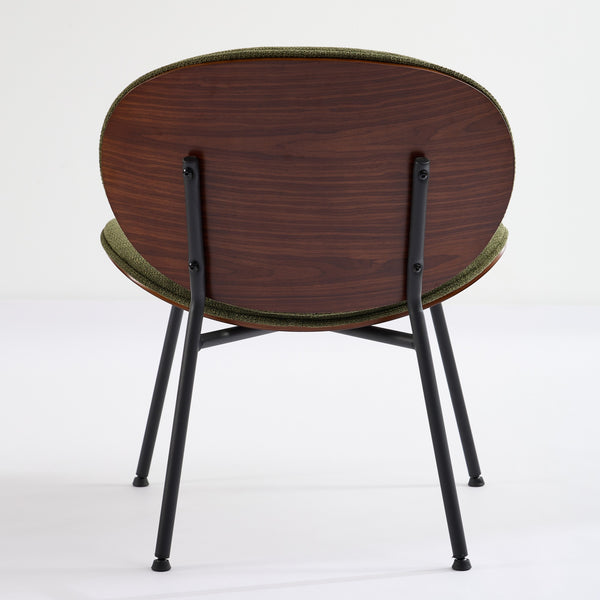 English Elm Mid-Century Shell Chair with Walnut Wood Grain Veneer, Wide Curved Seat, Durable Metal Legs, 330lb Capacity Green W1143P214256