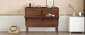 English Elm Full Size Pine Cabinet Murphy Bed with Usb Charging Side Shelves for Guest Rooms W504S00221
