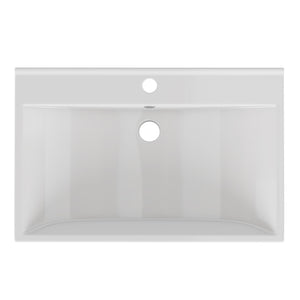 English Elm 24 Inch Thickened Ceramic Vanity Top Glossy White Basin for Small Bathroom Powder Room W3151P374492