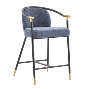 English Elm Christopher Knight Home® - 26" Upholstered Counter Stool Set of 2 with Bouclé Fabric and Iron Frame, Contemporary Comfort and Style Gold+Black,Navy Blue N771P288863U