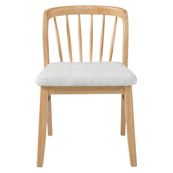 English Elm Mid-century Rubberwood Dining Chairs Windsor Spindle Back Upholstered Set of 2 N768P427477N