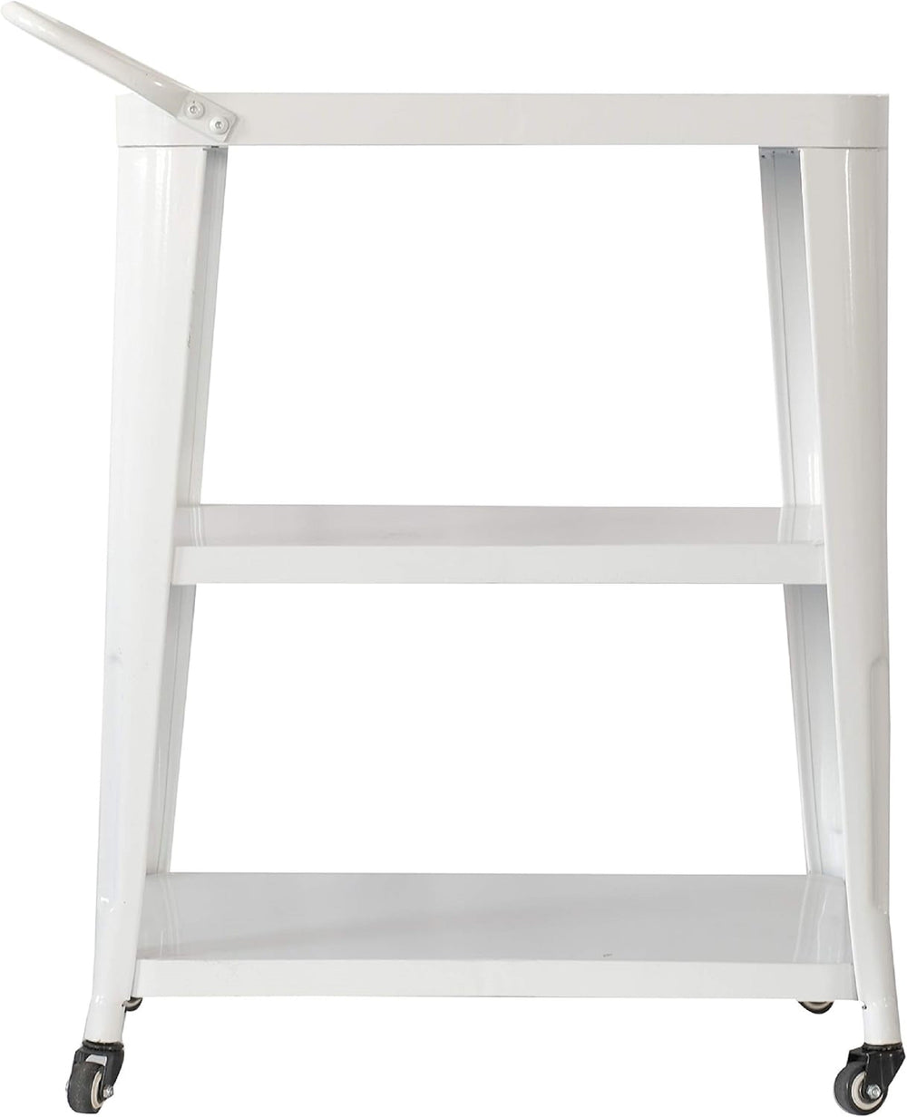 English Elm 3-tier Metal Rolling Cart with Swivel Casters Sleek White Kitchen Bar Serving Station B011P236767