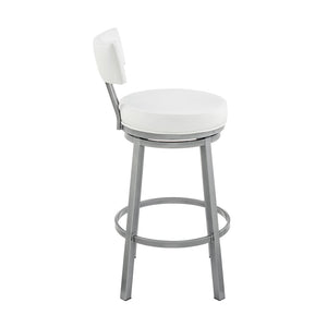English Elm Sylra Swivel Bar Stool - Cloud Finish With White Faux Leather For Chic, Comfortable Seating Solution B2736P268567-GIGA
