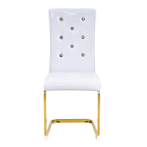 English Elm Luxury Pu Upholstered Dining Chair Set of 4 with Channel Stitching and Metal Legs White W1512P491875