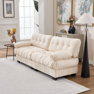 English Elm Cloud Modular Sectional Sofa Deep Seat Flannelette Upholstered Living Room Couch Beige W2120S00021
