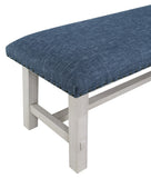 OSP Home Furnishings Callen Bench Navy, White Wash base