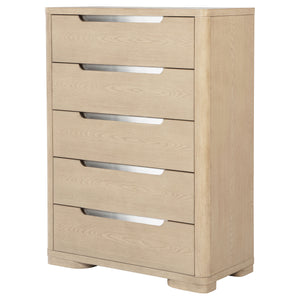 English Elm Mirador Tall Five Drawer Chest in Warm Elm Veneer for Contemporary Bedroom Storage B062P447746