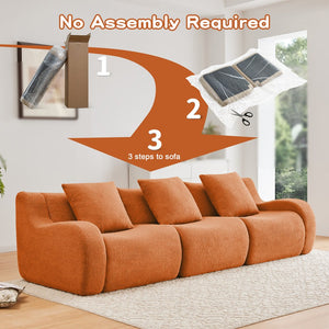 English Elm Boneless 3-Seat Sofa In Plush Teddy Fabric - No Assembly, Non-Slip Base, Curved Armrests For Comfort W714S01449