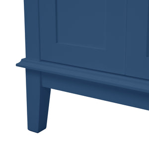 English Elm 30" Freestanding Bathroom Vanity Ceramic Sink Soft Close Cabinet Gray Wood Frame Blue N729P427118C