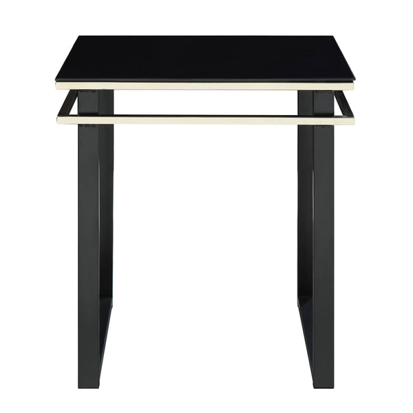 English Elm Black Zamir 3-Piece Coffee & End Table Set with Black Tempered Glass, Gold Trim & Metal Frame Modern Living Room B011P297577