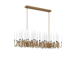 Sunpan Hestia Chandelier - Elegant Brushed Gold Iron Frame with Acrylic Rods for Timeless Home Decor Large - 70W x 35.5D x 52.25H
