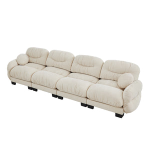 English Elm Pleated Chenille Modular Sofa with Ergonomic Foam Cushions and Sculptural Curved Armrests Beige W5656S00043