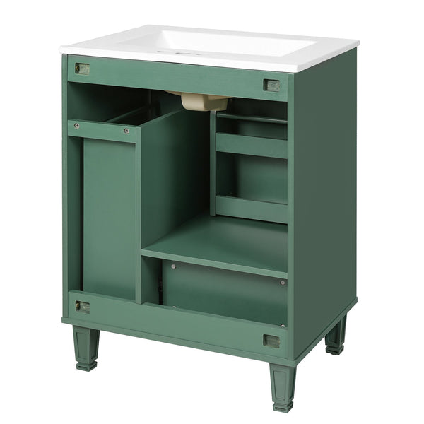 English Elm Christopher Knight Home® - 24" Bathroom Vanity with Ceramic Sink, Solid Wood Frame, Soft-Close Drawers & Ample Storage Appeal Green N759P269734F