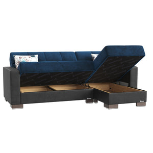 English Elm Primenest Convertible Chaise Lounge With Storage - Plush Microfiber Sleeper In Emerald Blue B030P303538-GIGA