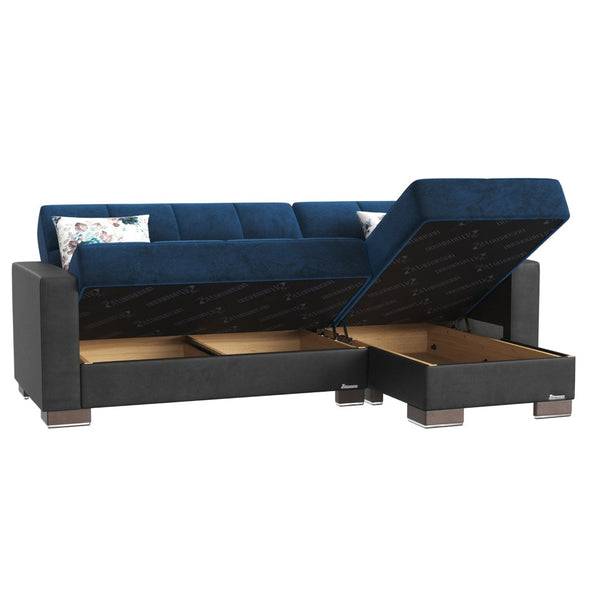 English Elm Primenest Convertible Chaise Lounge With Storage - Plush Microfiber Sleeper In Emerald Blue B030P303538-GIGA