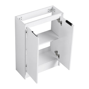 English Elm 23" Freestanding Bathroom Vanity with Ceramic Vessel Sink, Soft-Close Doors, Adjustable Shelf Storage Glossy White W999P206105