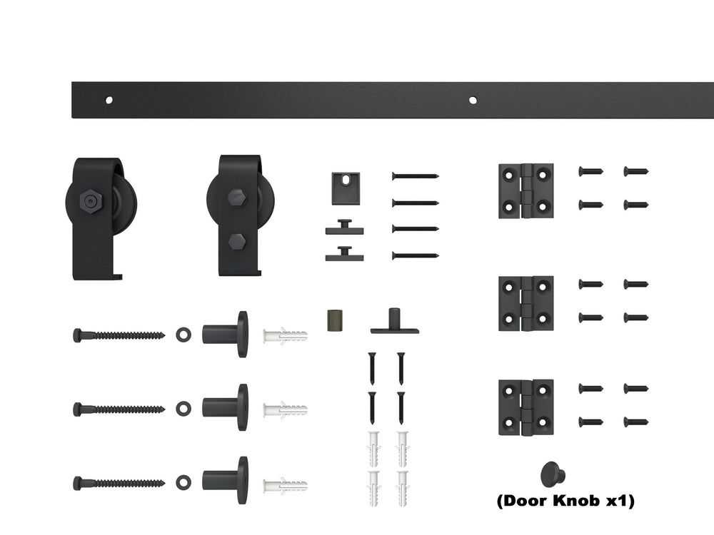 English Elm 24 in Primed Mdf Bi-fold Barn Door with Raised 6-panel Profile and Sliding Hardware B2763P491025