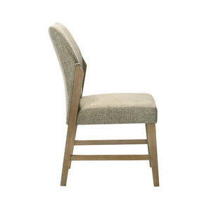 English Elm Set Of 2 Linen Upholstered Dining Chairs – Beige & Rustic Oak For Modern Farmhouse Elegance B016P392432-GIGA